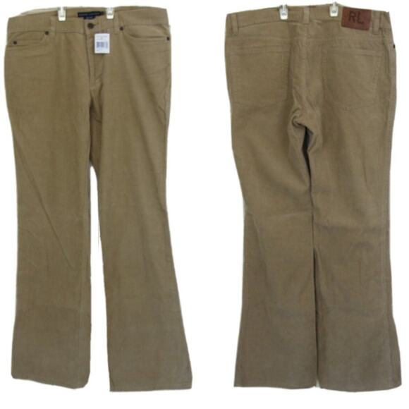 Ralph Lauren Blue Label Tan Corduroy Bootcut Pants 12 - Picture 1 of 5